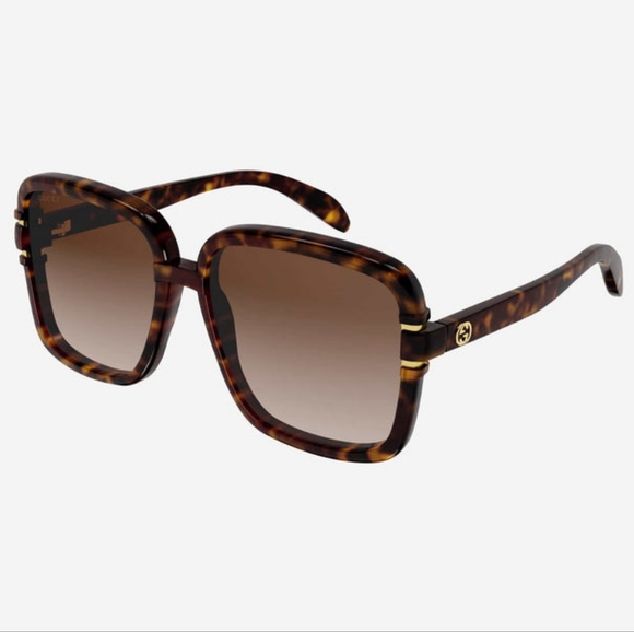 NEW GUCCI OVERSIZED SQUARE WOMEN'S SUNGLASSES GG1066S 002 GUCCI HAVANA EYEWEAR - Picture 2 of 9